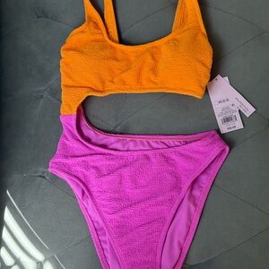 Vibrant Orange and Pink Bikini Set